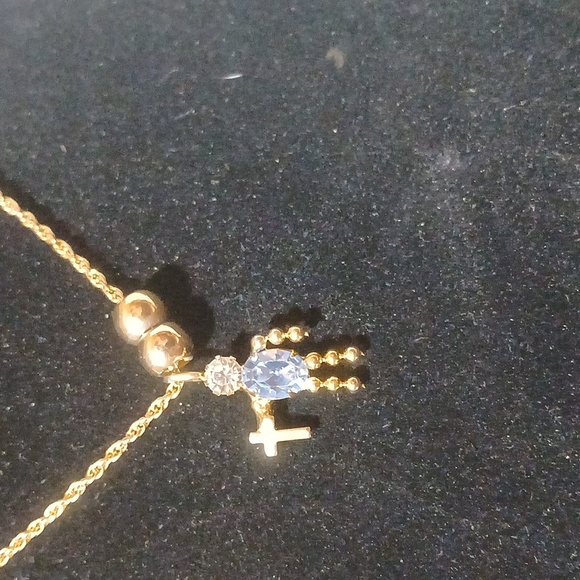 Gold Charm Necklace with Multicolor Accents - Picture 9 of 9